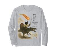 Calligraphy Japanese Text Cat Dinosaur Haiku Long Sleeve T-Shirt