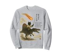 Calligraphy Japanese Text Cat Dinosaur Haiku Sweatshirt