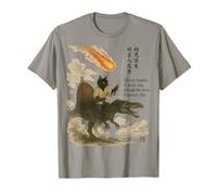 Calligraphy Japanese Text Cat Dinosaur Haiku T-Shirt