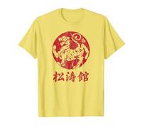 Calligraphy Martial Arts Year Tiger Symbol Karate Shotokan T-Shirt, Men, Lemon Yellow, Medium