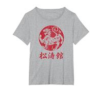 Calligraphy Martial Arts Year Tiger Symbol Karate Shotokan T-Shirt, Women's Plus, Heather Grey, 5X
