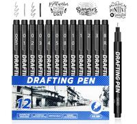 Calligraphy Pens, 12pcs Calligraphy Set For Beginners, Black Drawing Pen, Quick-Drying & Waterproof Fineliner Pens Set for Beginners Writing, Signature, 12 Sizes for Different Calligraphy Fonts