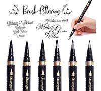 Calligraphy Pens - 6pcs Calligraphy Set for Beginners Refillable Black Brush Marker Pens,Hand Lettering Pens for Writing, Signature, Illustration, Design and Drawing, 4 Sizes