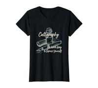 Calligraphy Saying The Write Way to Express Yourself Value Graphic T-Shirt, Women, Black, M
