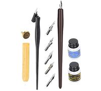 Calligraphy Tool Set Professional Calligraphy Writing Pen Set with Various Nibs and Seals for Different Artistic Effects Ideal for Beginners and Advanced Calligraphers (Thick wooden pole