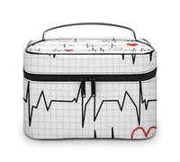 Calling Nurses White Heart Beat Portable Large Capacity Portable Makeup Bag with Zipper