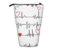 Calling Nurses White Heart Beat,Standing Pencil Holder Stationery Bag Pencil Pouch Organizer Telescopic Pencil Case