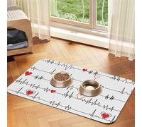 Calling Nurses White Heart Beat,Waterproof Pet Feeding Mat,Cat Dog Placemats for Food and Water, PU Leather Food Mats,40x60cm