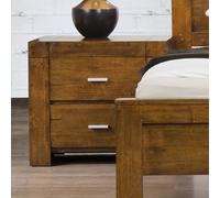 calliope wooden bedside cabinet with 2 drawers in rustic oak