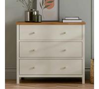 calliope wooden chest of 3 drawers in ivory and oak