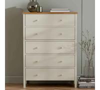 calliope wooden chest of 5 drawers in ivory and oak