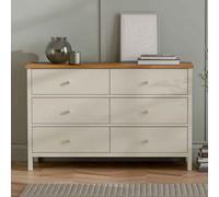 calliope wooden chest of 6 drawers in ivory and oak
