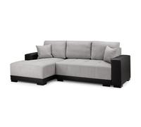callison leather velvet left hand corner sofa bed in black grey