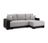 callison leather velvet right hand corner sofa bed in black grey