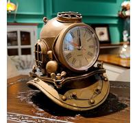 Callistro Vintage Metal Diving Nautical Helmet Scuba Desk Clock Battery Powered Ultra Quiet Sailing Decor for Offices Hotels Bars Restaurants Mancave