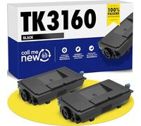 callmenew TK3160 Toner - Compatible with kyocera tk 3160 (Black, 12500 Pages) - Smart Chip Replacement for Kyocera Ecosys P3045dn - Pack of 2