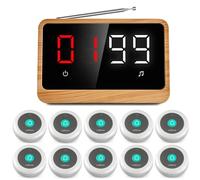 Callovo Wireless Call Light System with Call Buttons for Elderly at Home, Clinic, Assisted Living, Seniors, Emergency Nurse Call, Hospital, Restaurant Call Bell, 2-Number Display in Maple Wood Pattern