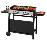 Callow 4 Burner Gas Bbq Griddle Plancha Grill - 10Kw Power & Outdoor Cover, Gas Regulator, Stand And Side Tables