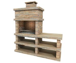 Callow 461L Londres Light Stone Charcoal Bbq With Side Table And Shelving