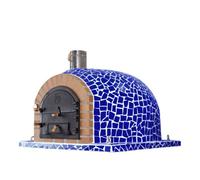 Callow Horacio Wood Fired Outdoor Mosaic Oven - Handmade Clay Pizza & Bread Oven Blue