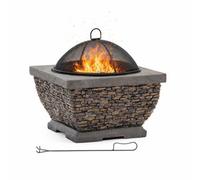 Callow Premium Wood Burning Stone Log Fire Pit For Garden And Patio