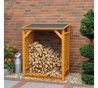 Callow Retail Premium Log Store - Honey Brown Sturdy Wood Rack for Log Storage, Firewood Storage Shed with Felt Roof