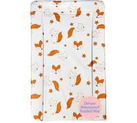 Callowesse Baby Changing Mat 76x45cm. Waterproof, Wipe Clean, Raised Edges, Portable and Foldable - Red Foxes