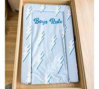 Callowesse Deluxe Baby Changing Mat, Boys Rule Design, 76x45cm | Waterproof, Wipe Clean, Raised Edges, Portable and Foldable
