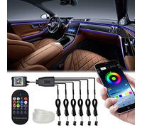 Callsky Interior LED Strip Lights - 6 in 1 with Remote & APP Control, 315 inches Fiber Optic, Multicolor RGB Lighting Kits with Music Sync Mode for Universal Cars