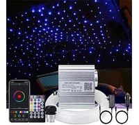Callsky LED Fiber Optic Ceiling Light Kit, 10W Twinkle Sky Ceiling Kit Light, Adapter+Cigarette lighter, RGBW Music Activated+APP/Remote Control, 375pcs*(0.03+0.04+0.06)in*9.8ft Fiber cable DIY Lights