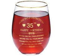 Calltoge Inspirational 35th Birthday Gifts for Women Men 15oz Wine Tumbler Red Wine Glass Cup Behind You All Your Memories Before You All Your Dreams 35 Years Old Birthday Present(35th)