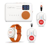 CallToU Caregiver Pager Wireless Medical Call Button Elderly Monitoring SOS Alert System Portable Alarms for Elderly Vibrate Pager Digital Display Call Bell for Nursing Home Seniors Patients Emergency