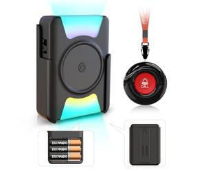 CallToU Personal Alarms Elderly Wireless Caregiver Pager Call Button Nurse System 1 Waterproof Panic Vibrating Flashing Receiver Seniors/Patients/Disabled at Home, Button+ (CC21 01ab 1-1)