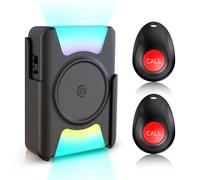 CallToU Personal Alarms for Elderly Wireless Caregiver Pager 2 Waterproof Low Battery Alert Call Bell Nurse Call System 1 Vibrating Colorful Flashing Receiver at Home, (CC21 2-1 BT007)