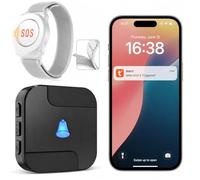 CallToU WiFi Personal alarms for elderly with 1 Wrist button & Receiver | Waterproof Elderly Alarm Call Button System Connects to Phone, Ideal for Seniors Disabled Kids, only Supports 2.4GHz WiFi