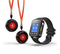 CallToU Wireless Caregiver Call Button for Elderly Patient at Home 1000+Feet Long Range Nurse Alert Button System with IP67 Waterproof Smart Watch and 2 SOS Panic Buttons
