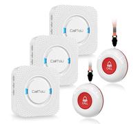 CallToU Wireless Caregiver Pager Call Button Call Bell Personal Alarms for Patients Elderly at Home Buzzer 2 Waterproof Transmitters 3 Plugin Receivers