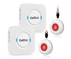 CallToU Wireless Personal Alarms for Elderly Call Button Panic Alarm 500ft Nurse Call Bell Patient SOS System for Home/Personal Caregiver Pager with 2 UK Plug-In Receiver 2 Waterproof Button