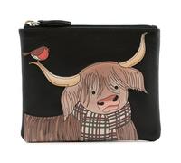 Callum Highland Cow & Robin RFID Leather Coin & Card Purse - Mala Leather (Black)