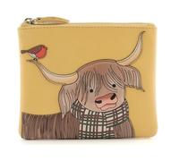 Callum Highland Cow & Robin RFID Leather Coin & Card Purse - Mala Leather (Yellow)
