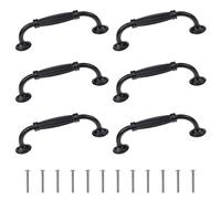 CALLYSONIC Pack of 6 Black Cabinet Door Handles, European Arch Handles, Long Arc Shape Drawer Handles, Cabinet Handles, Aluminium Alloy Furniture Handles, for Kitchen Cabinets, Wardrobe (Black)