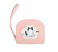 CALLYSONIC Women's Cute Cat Card Case, Card Holder with Zip, Small Purse for Women, Stylish Mobile Phone Bag, Children's Wallet for Mother's Day, Birthday, Pink (pink A), M, Modern
