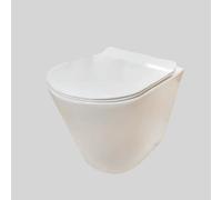 Calm Back to Wall Rimless Round Toilet, White, Ceramic, Floor Mounted, Elongated, 35x36x80 cm