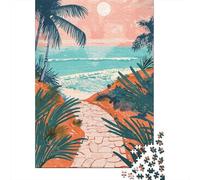 Calm Beach Minimalist 1000 Piece Jigsaw Puzzle, Romantic City Break Scene, Thick Cardboard Pieces, Relaxing Challenge for Puzzle Lovers, Adult Puzzle, 52x38cm/1000pcs