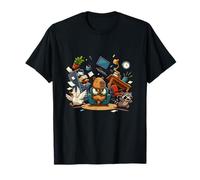 Calm Capybara in Funny Office Chaos with Animals T-Shirt
