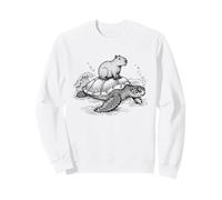 Calm Capybara On Sea Turtle for Boys Girls Ocean Art Fans Sweatshirt