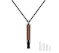 Calm Carry Breathing Necklace with Resistance, Quit Go Inhaler, Breathe Free Necklace, Portable Stainless Steel Whistle Necklace for Breathing Exercises, Meditation, Anxiety Gifts for Women, 4 Refills