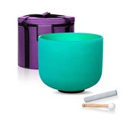 CALM CLANG 10 Inch Green F-Note 432Hz Heart Chakra Crystal Singing Bowl Healing with Carrying Case and Rubber Mallet Suede Bat Oring