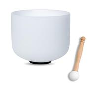CALM CLANG 7inch White C Note Root Chakra Quartz Crystal Singing Bowl with Rubber Mallet for Meditation Healing Yoga Sound Bath