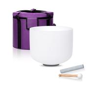 CALM CLANG Crystal Singing Bowl 8 Inch A-Note 432Hz Chakra Healing Pure White with Carrying Case and Rubber Mallet Suede Striker Oring